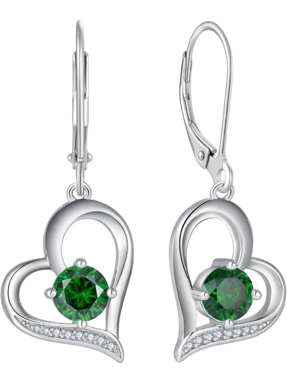 Heart-Shaped Birthstone Dangle Drop Earrings - Elegant Love Jewelry for Women